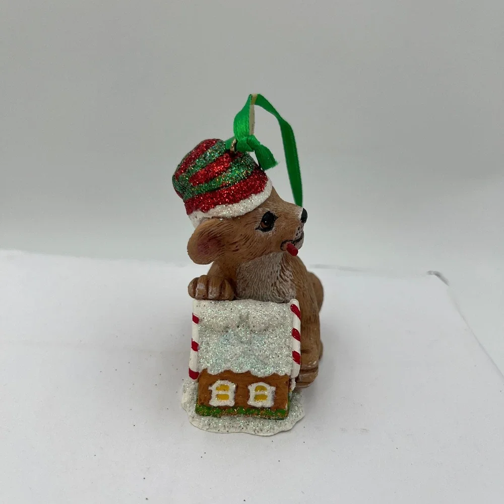 Danbury Mint Ornament Lion Cub Gingerbread House Brown Holiday Glitter Safari